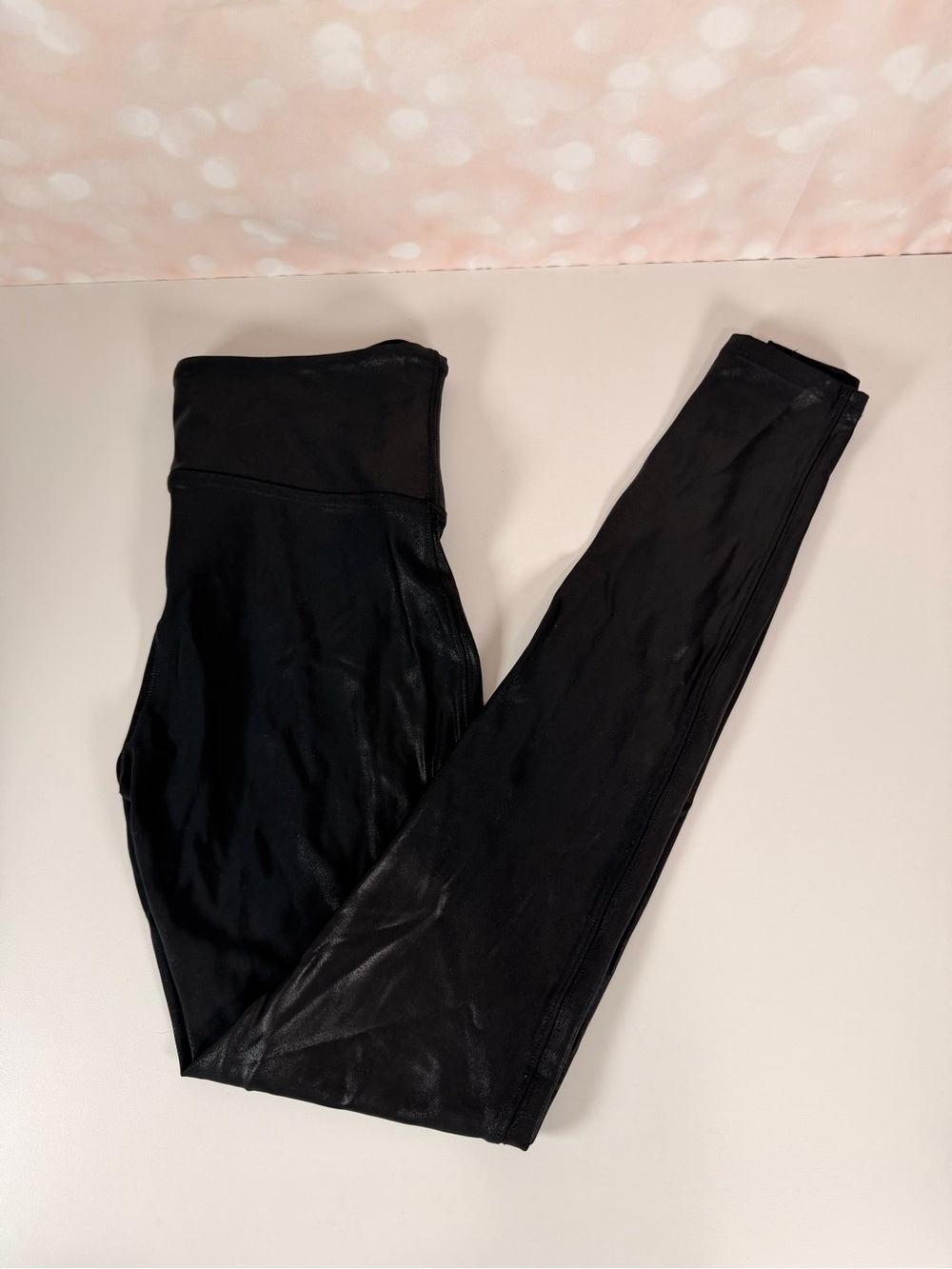 SPANX Shiny Black Leggings Medium